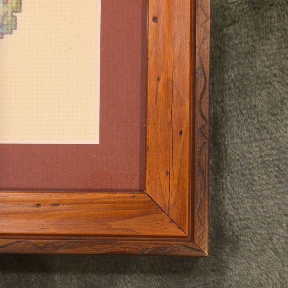 Hand Stitched Grape Wreath In Burgandy And Green Professionally Framed - Picture 3 of 4